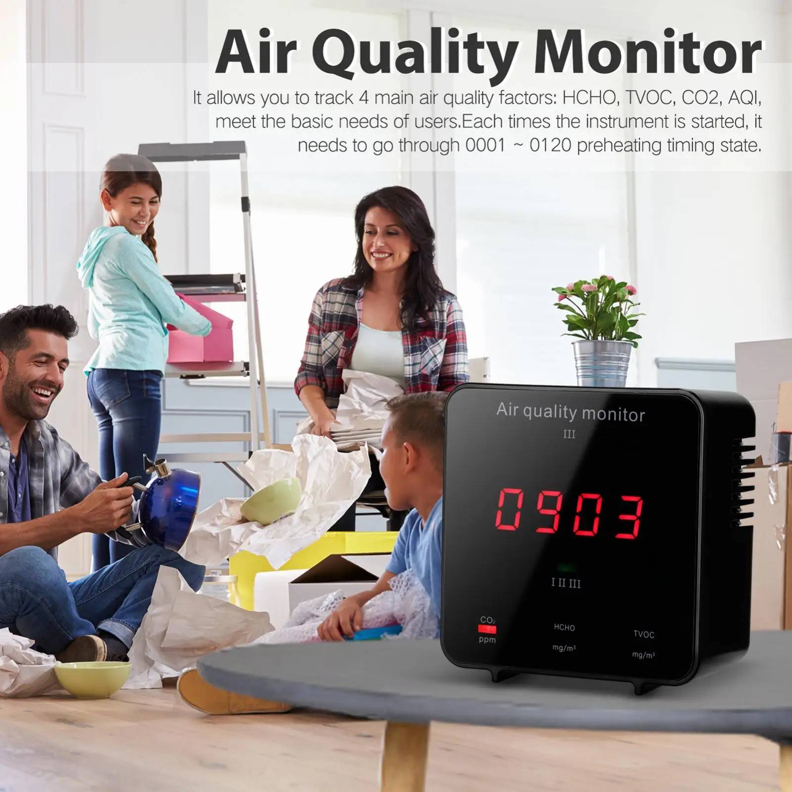 Air Quality Monitor   CO2 Portable Rechargeable Battery