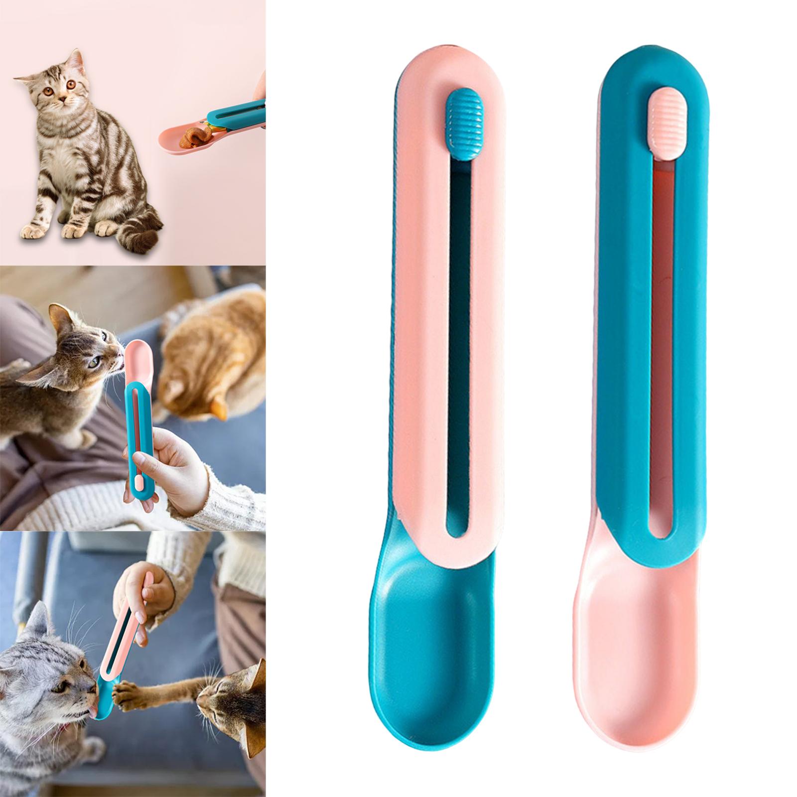 Cat Dog Treats Feeding Spoon Cat Strip Squeezer Puppy Kitty Liquid Food Feeder Plastic Pets Tableware Portable Cat Feeder