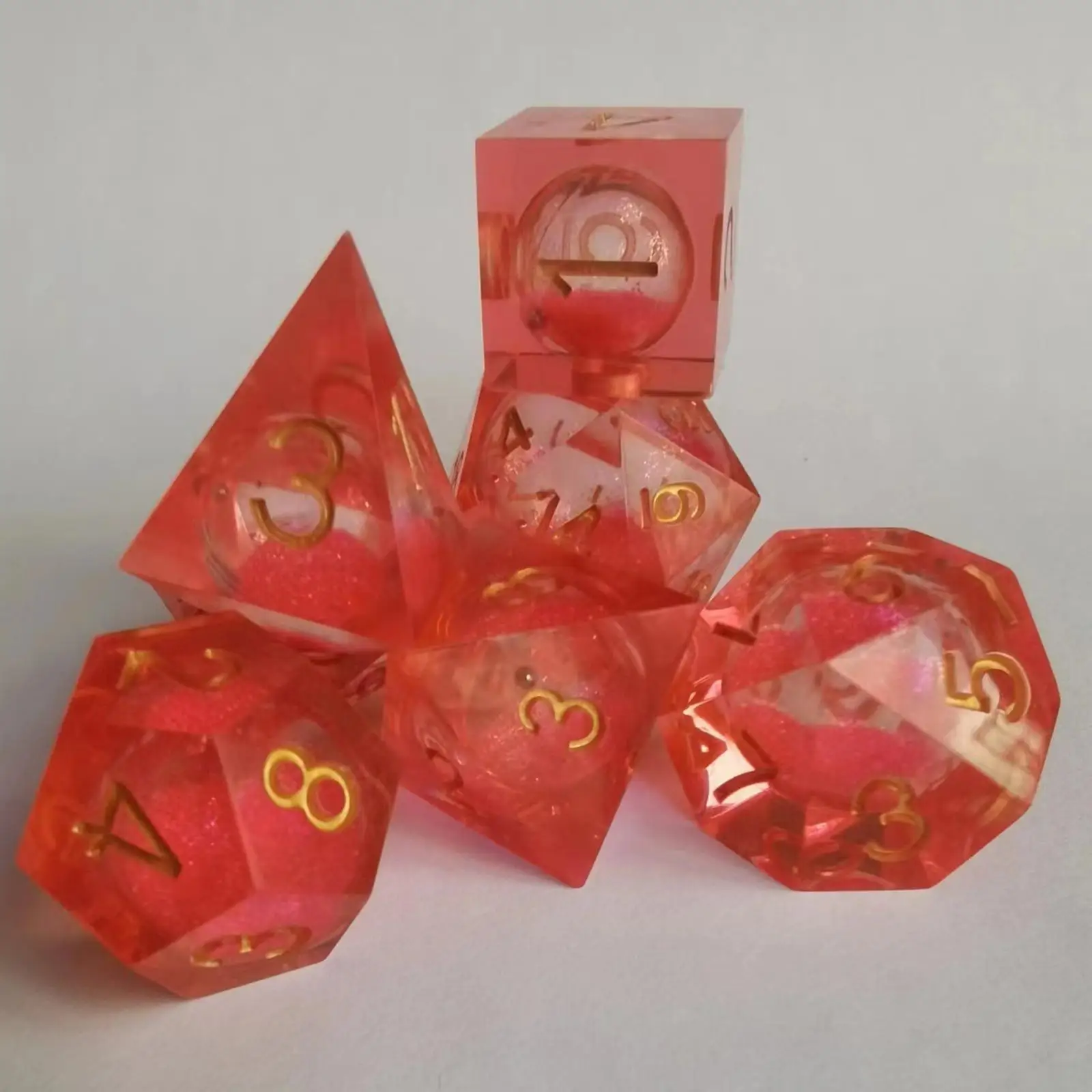 7 Pieces Dice Set D20 D12 D10 D8 D6 D4 Party Game Dices Resin dices Set Multi Sided Game Dices for KTV Bar Card Games