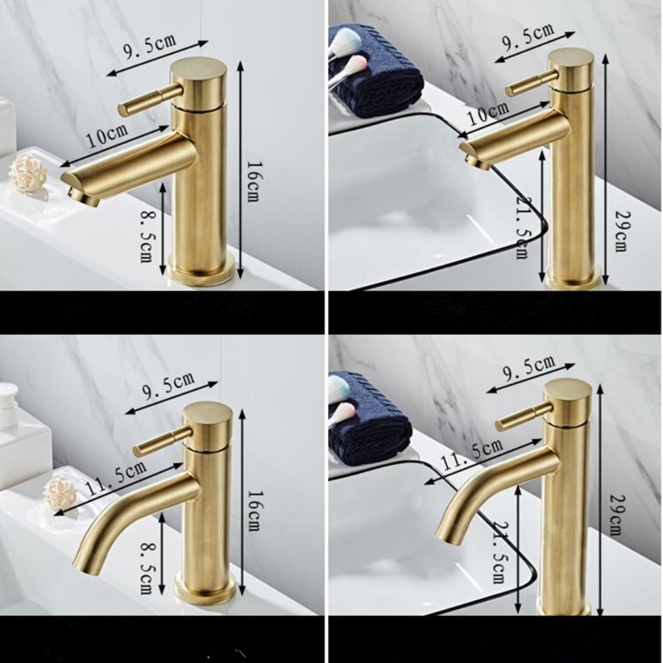 Title 6, Bathroom Brushed Gold Sink Faucet Deck Mounted ...