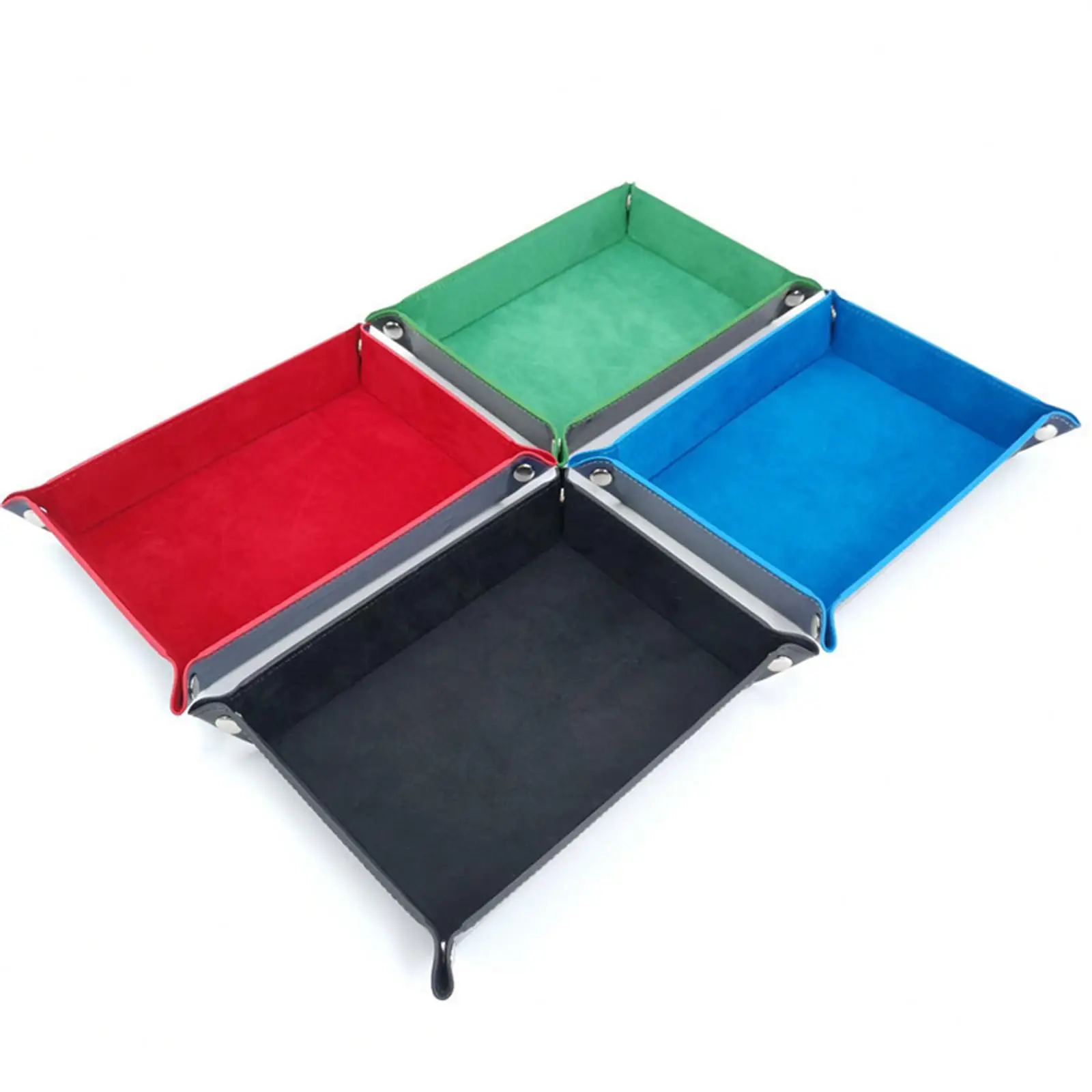 Folding Dice Tray Set Flannel Rectangle PU Leather Portable Reinforced Bottom Large for Board Games Office Desk