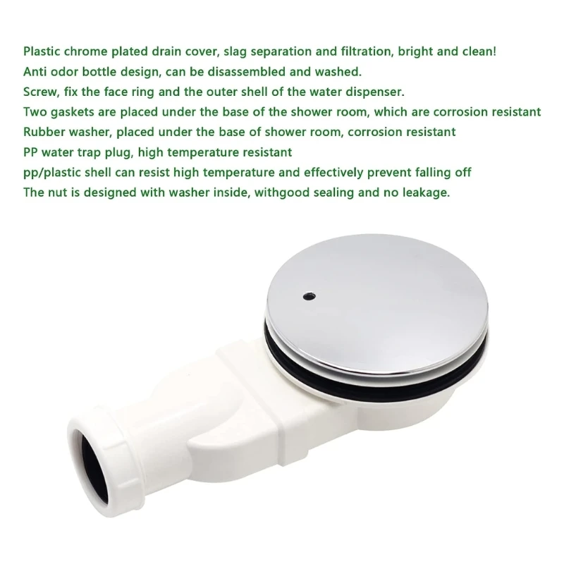 Description Picture 3 of itemLow Shower Base Drain Trap Replacement Shower Bathroom Tray Waste Drain Trap Fast Flows Shower Tray Drain