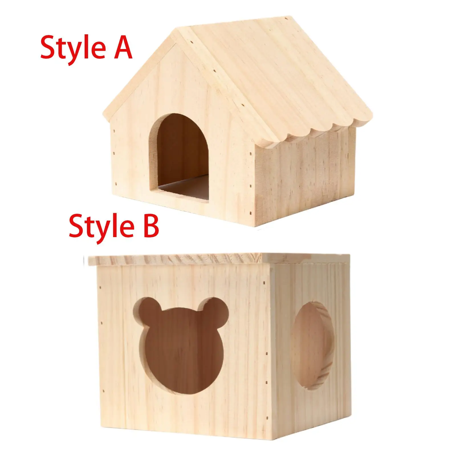 Hamster Wood House Hideaway Solid Wood Wooden Toy for Dwarf Hamster Rat Mice