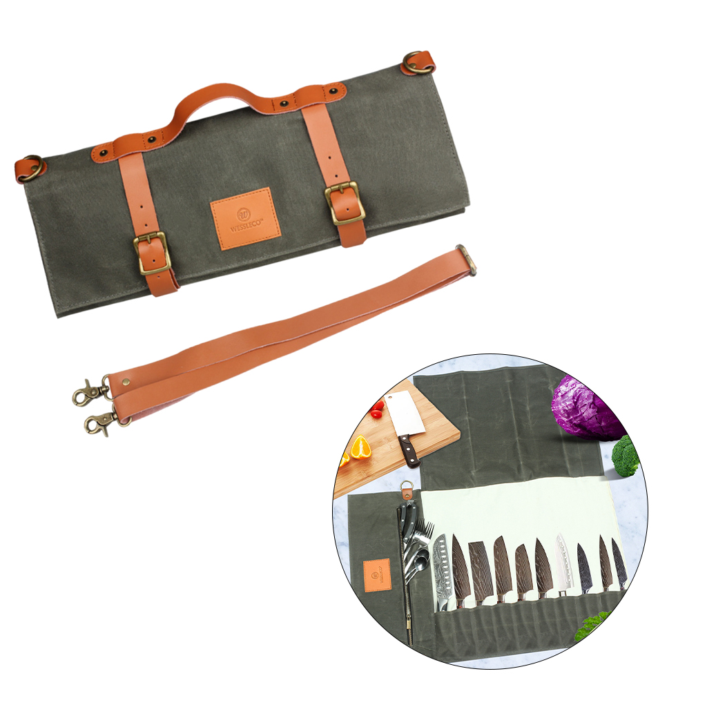 Chef's  Roll Bag Elastic And Expandable with 11 Slots Shoulder Strap