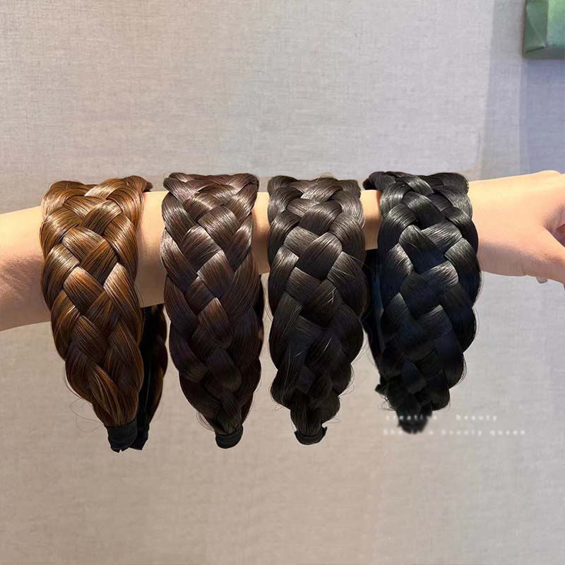 2023 Wig Headbands for Women Wide Fishbone Braids Hairbands Handmade Head Hoop Hair Styling Headwear Accessories Gift