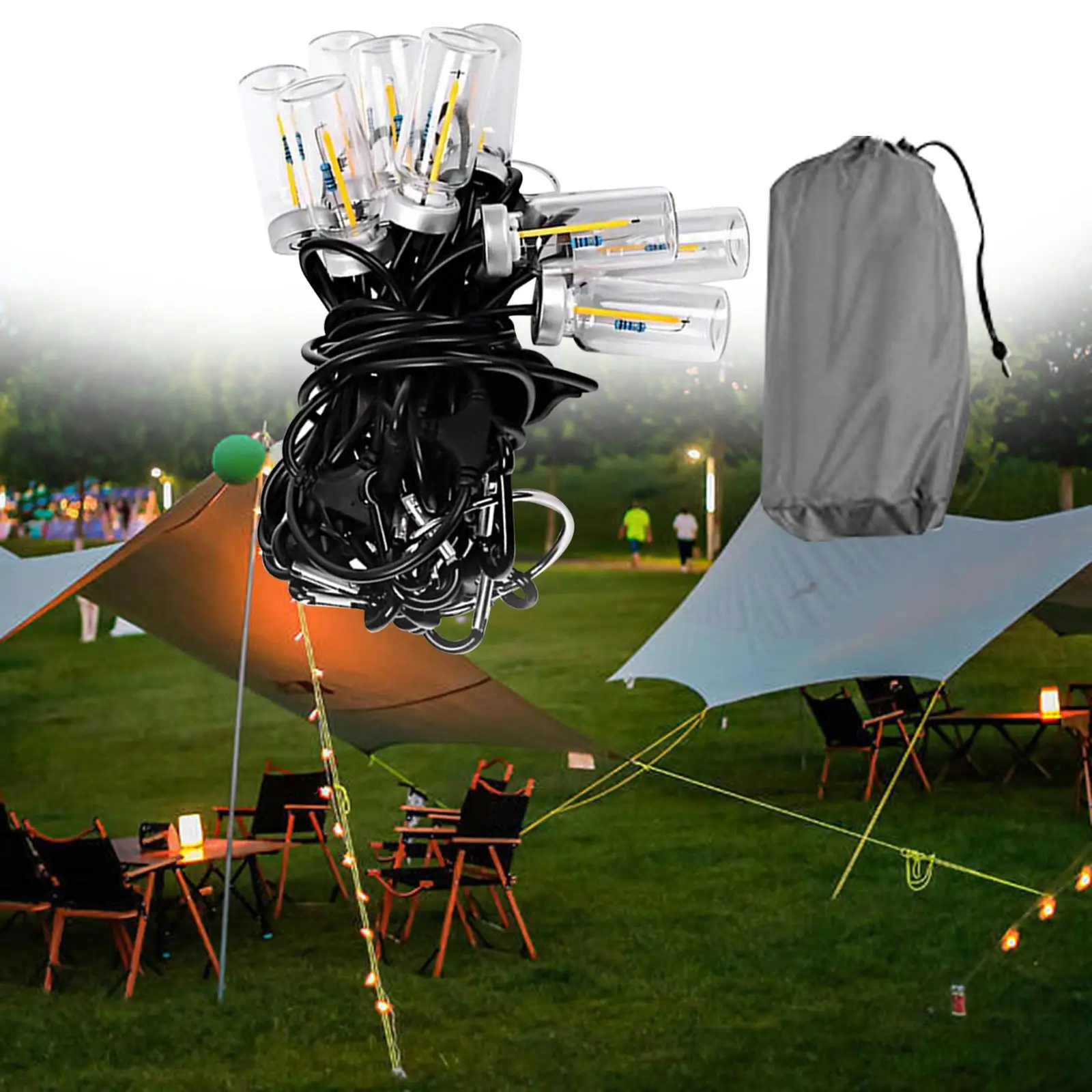 Outside Hanging Lights with 11 Bulbs Waterproof 14.4ft Backyard Hanging Lights for Bedroom Living Room Gazebo Wedding Birthday