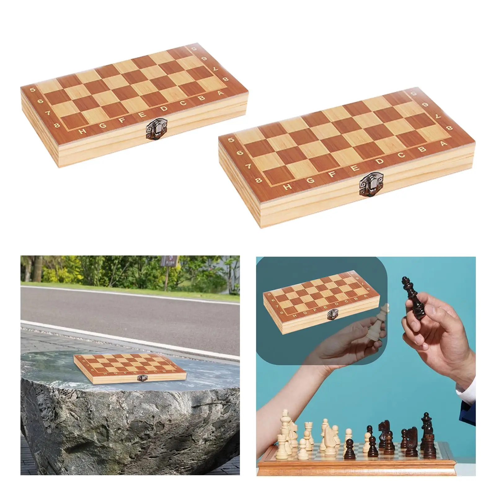 Portable Chess Backgammon Set Board Game for Entertainment Beginner Children