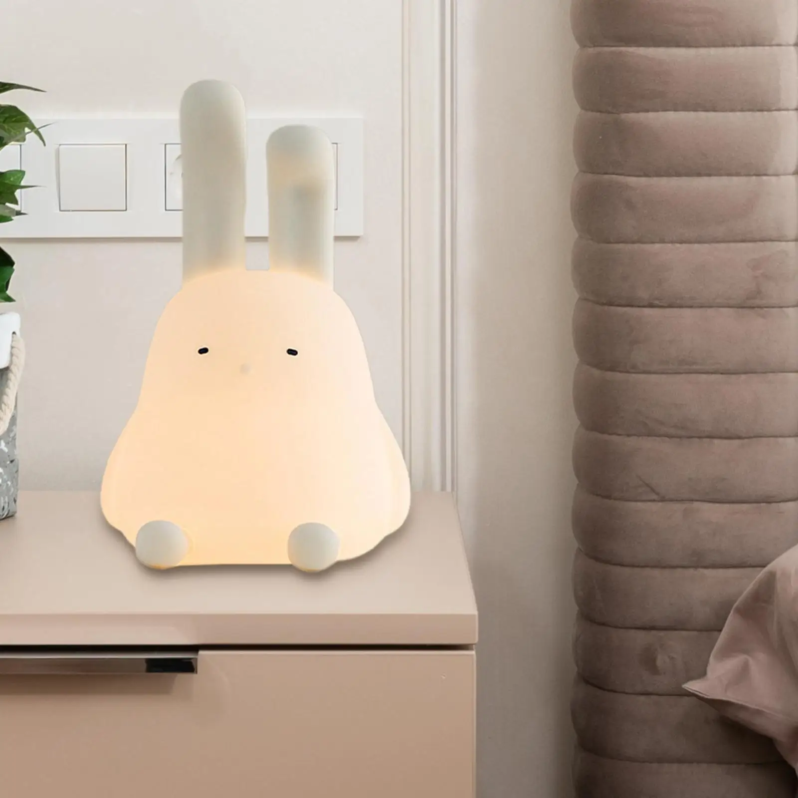 Rabbit Shape Silicone Night Light Lamp Phone Holder Children Gift 15/30 Minute Timing 2600K Warm White Dimmable LED for Sleeping