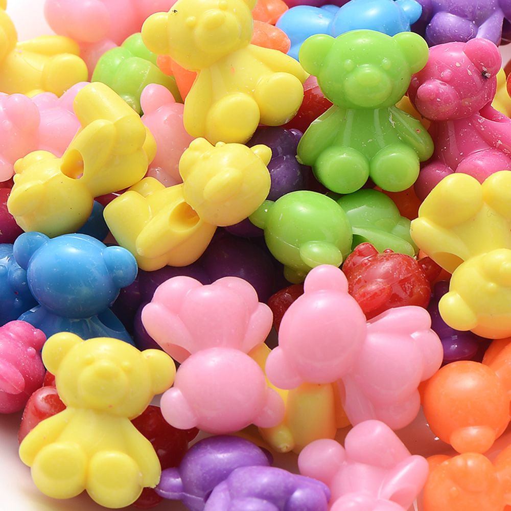 30 teile/los Mix Farbe Nette Bär Form Acryl Perlen 18x15,5mm Lose Spacer Perlen Für Schmuck Machen zubehör DIY Ornament – Detail 1