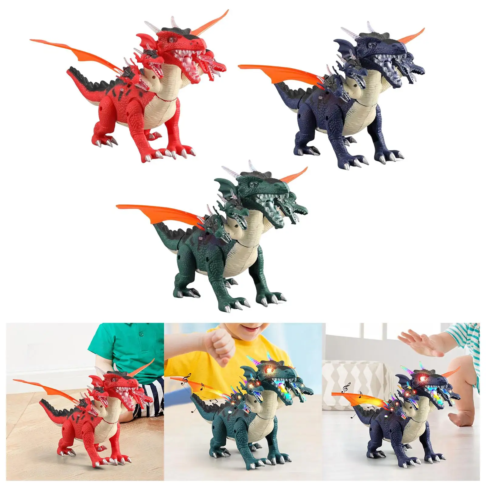 Movable Electronic Dinosaur Toys Spray Lighting Roaring Sound Walking Dinosaur Flying Dragon Educational Toys Kids Preschool Toy