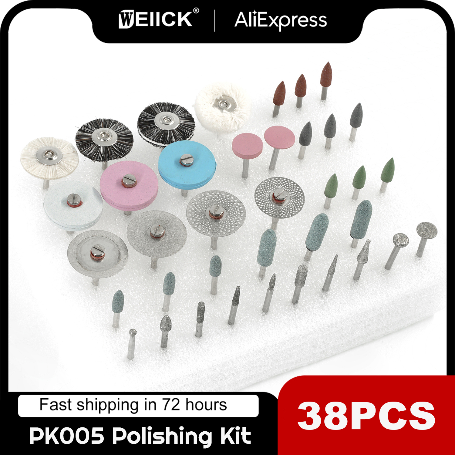 Best of WellCK 38PCS / Set Dental Lab HP Polishing Kit 2.35mm For Grinding Ceramics Porcelain Low Speed Polisher Brushes Diamond Burs Disc Reviews & Tips