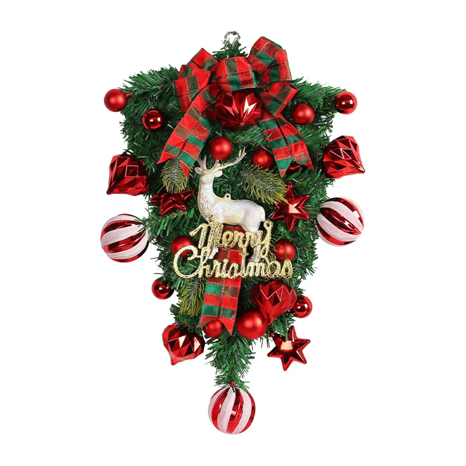 Christmas Teardrop Swags Artificial Wreath Christmas Swag Hanging Ornament Christmas Wreath for Holiday Home Garden