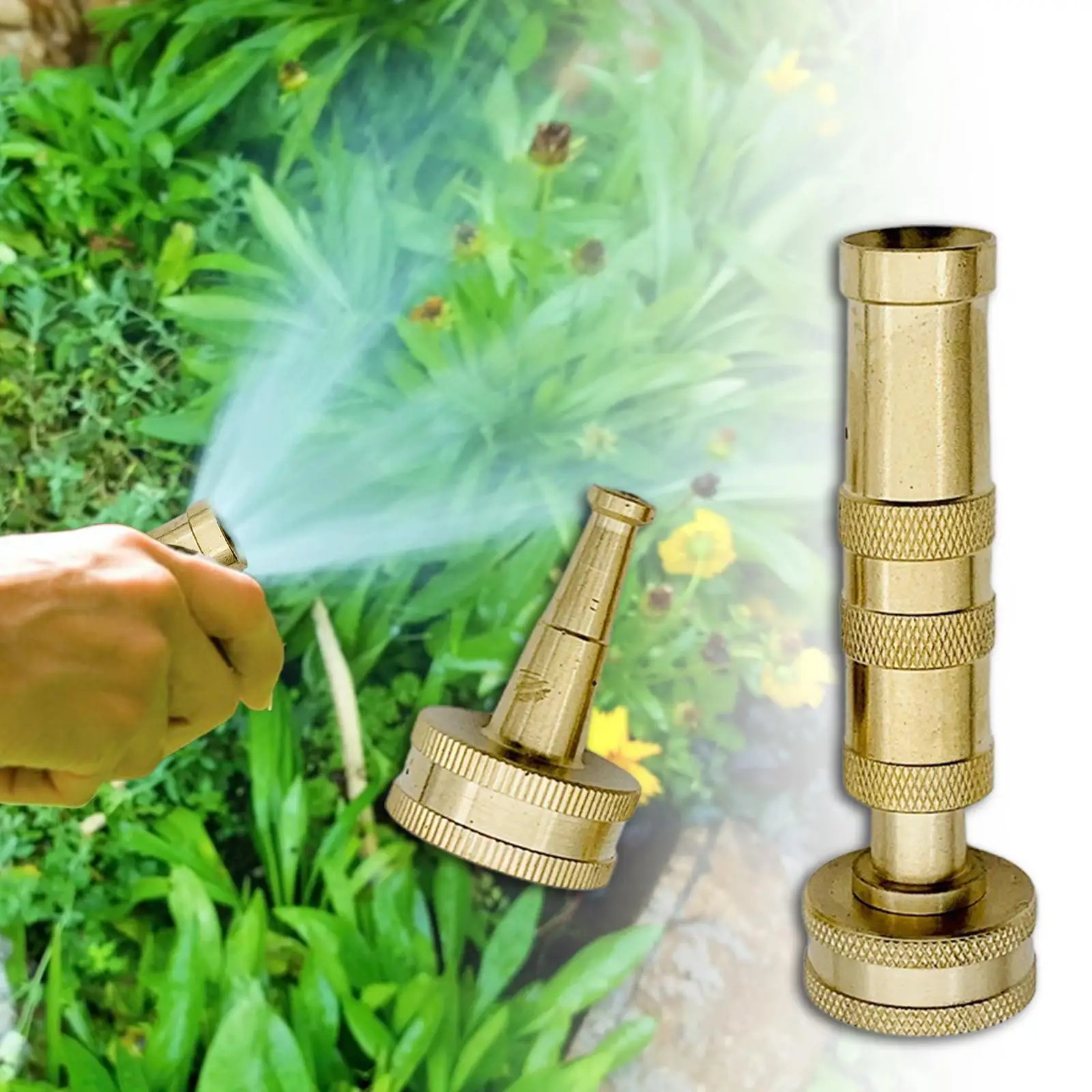 Solid Brass Hose Nozzle Pressure Spray Attachment for Garden Metal Twist Hose Nozzle for Flower Yard Plants House Watering