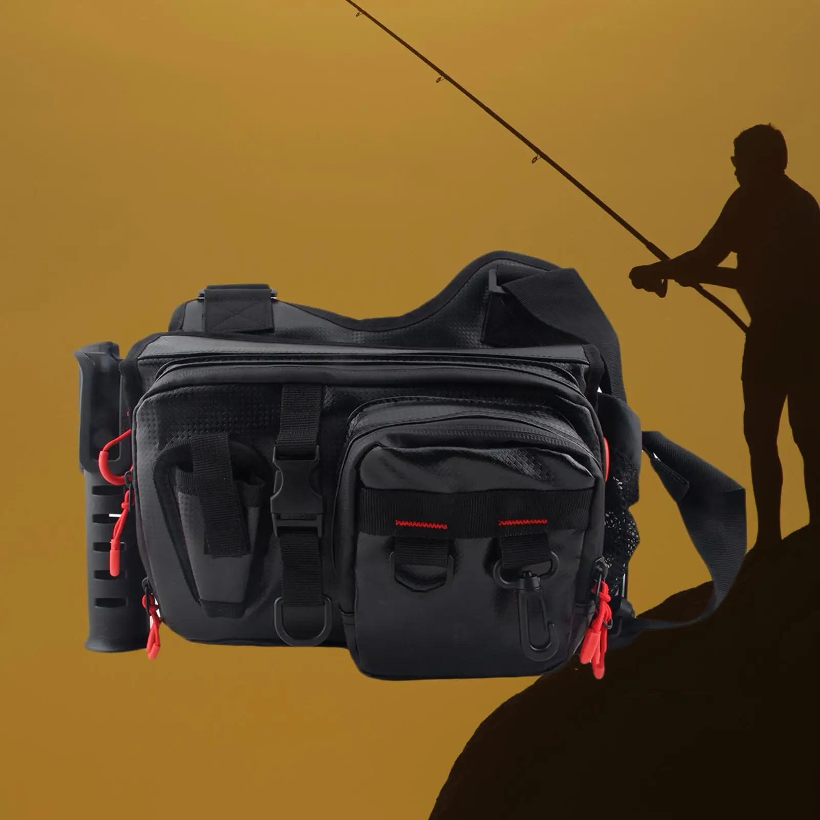 Lure Bag Storage Bag Equipment Organizer Waterproof Fishing Tackle Bag Running Waist Pack for Outdoor Hiking Fishing Camping Men