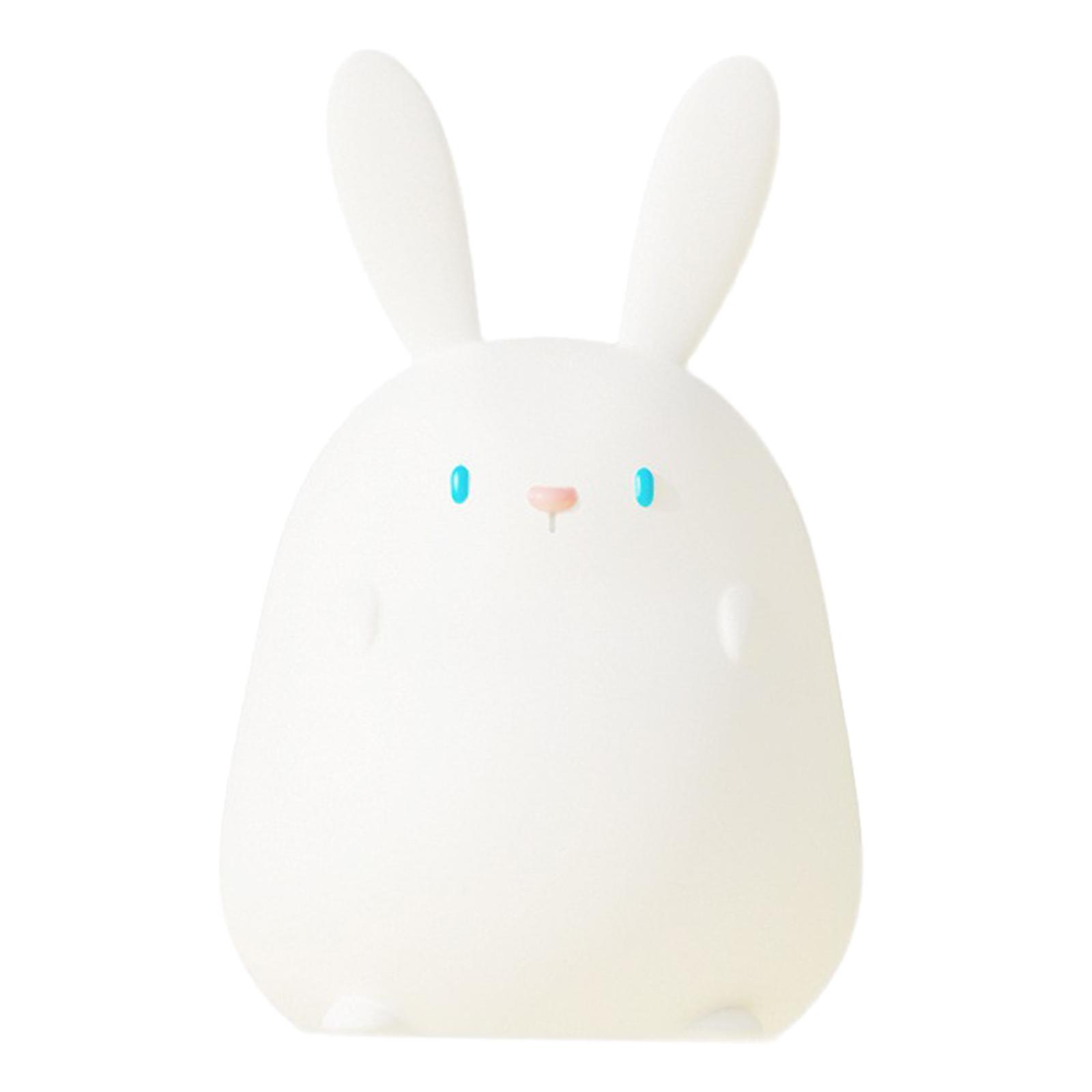 Night Light Decorative Tabletop Crafts Rabbit Shape Timing Bedside Lamp