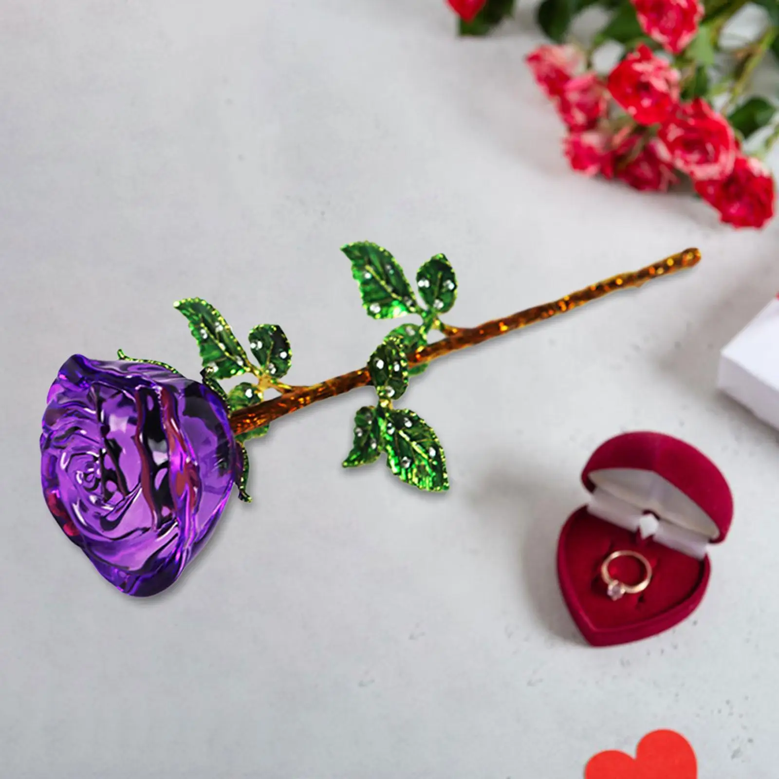 Valentine Crystal Rose Flower Desktop Decoration Mother`s Day Showpiece Table Decor Decor for Friends Boyfriend Her Women Him