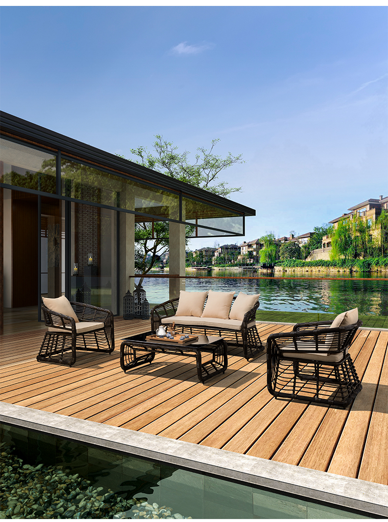 Description Picture 6 of itemModern Outdoor Garden Furniture Sets Nordic Home Patio Rattan Sofa Combination Waterproof Leisure Furniture Balcony Sofa Chair