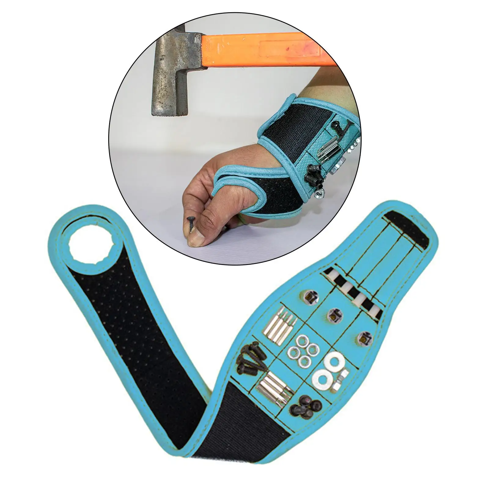 Magnetic Wristband, Holder Organiser with 9 Magnets Tool Bracelet for Holding Screws Bits Fasteners Handyman Dad