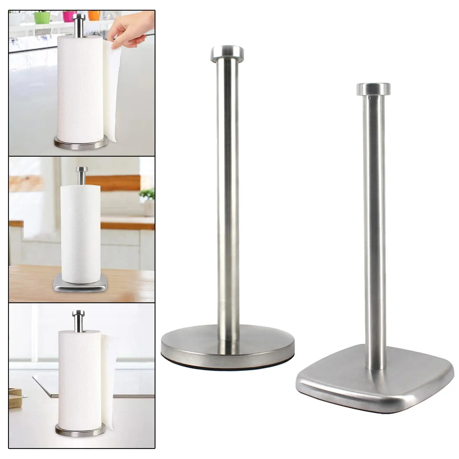 Stainless Steel Paper Towel Rack Sturdy Anti Slip Storage Rack Countertop Roll stand Bathroom Hotel Restaurant Office Indoor