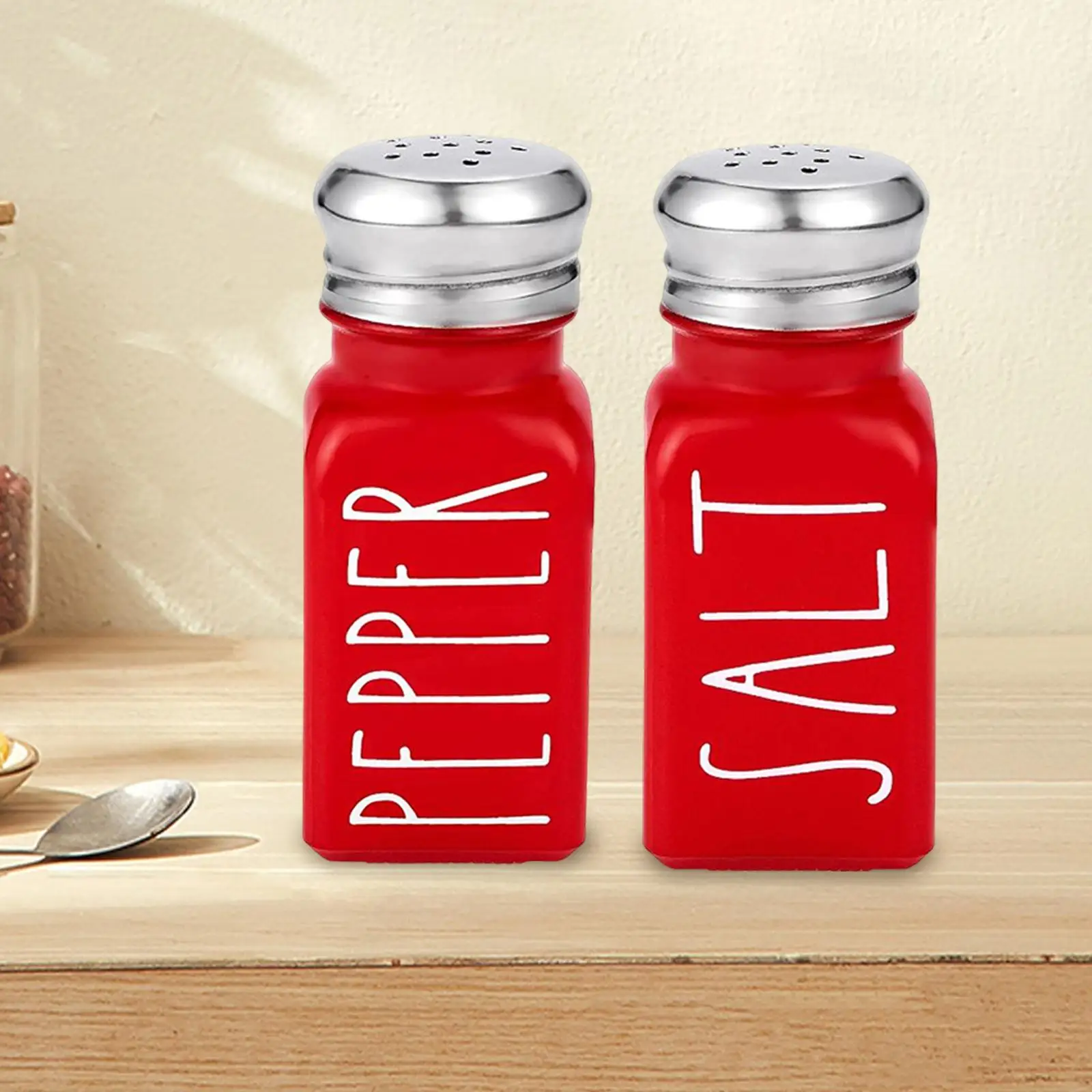 2Pcs Modern  and Pepper Shakers Set Pots Condiment Bottle Seasoning Jars Set for  Kitchen Table Decor Words Printed