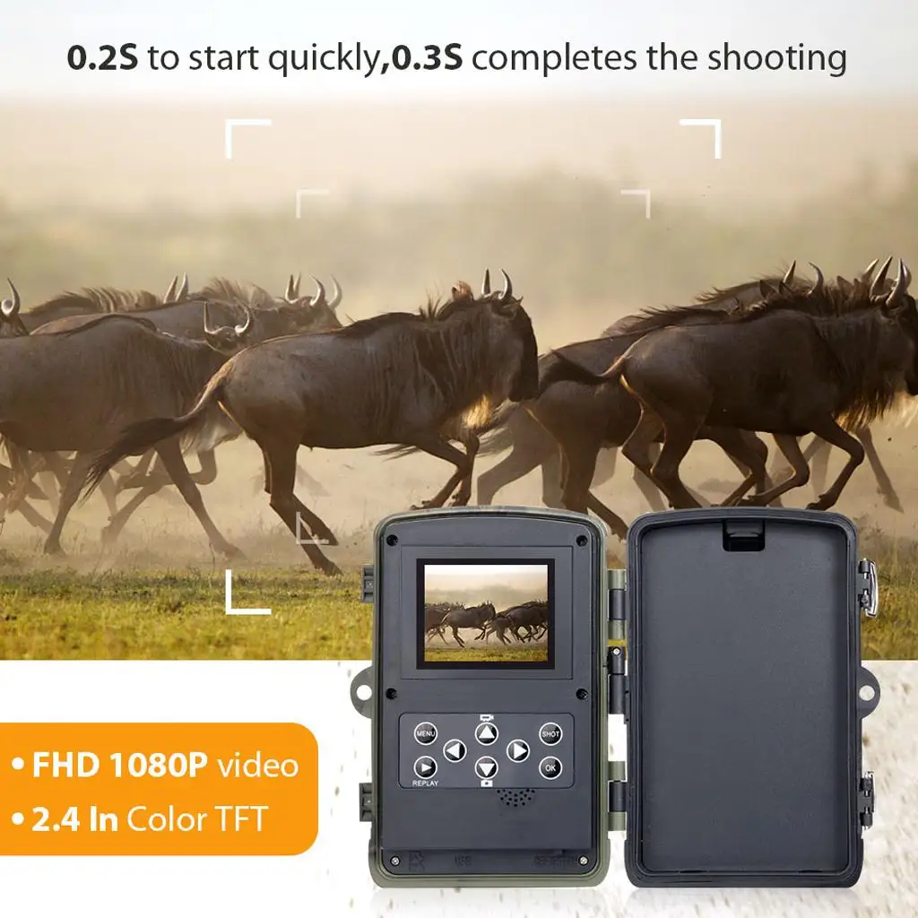 HC801-A 1080P HD 16MP Video Hunting Camera   36 LED IR Trail Cam