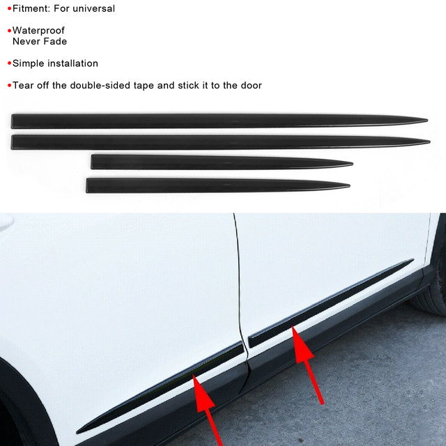 4PCS Body Side Trim Waterproof Bright Black Universal Door Protector Auto Modification Trim, Automotive Molding Cover Bright Black Universal Door Protector Automotive Molding Trim, Moldings - Canada