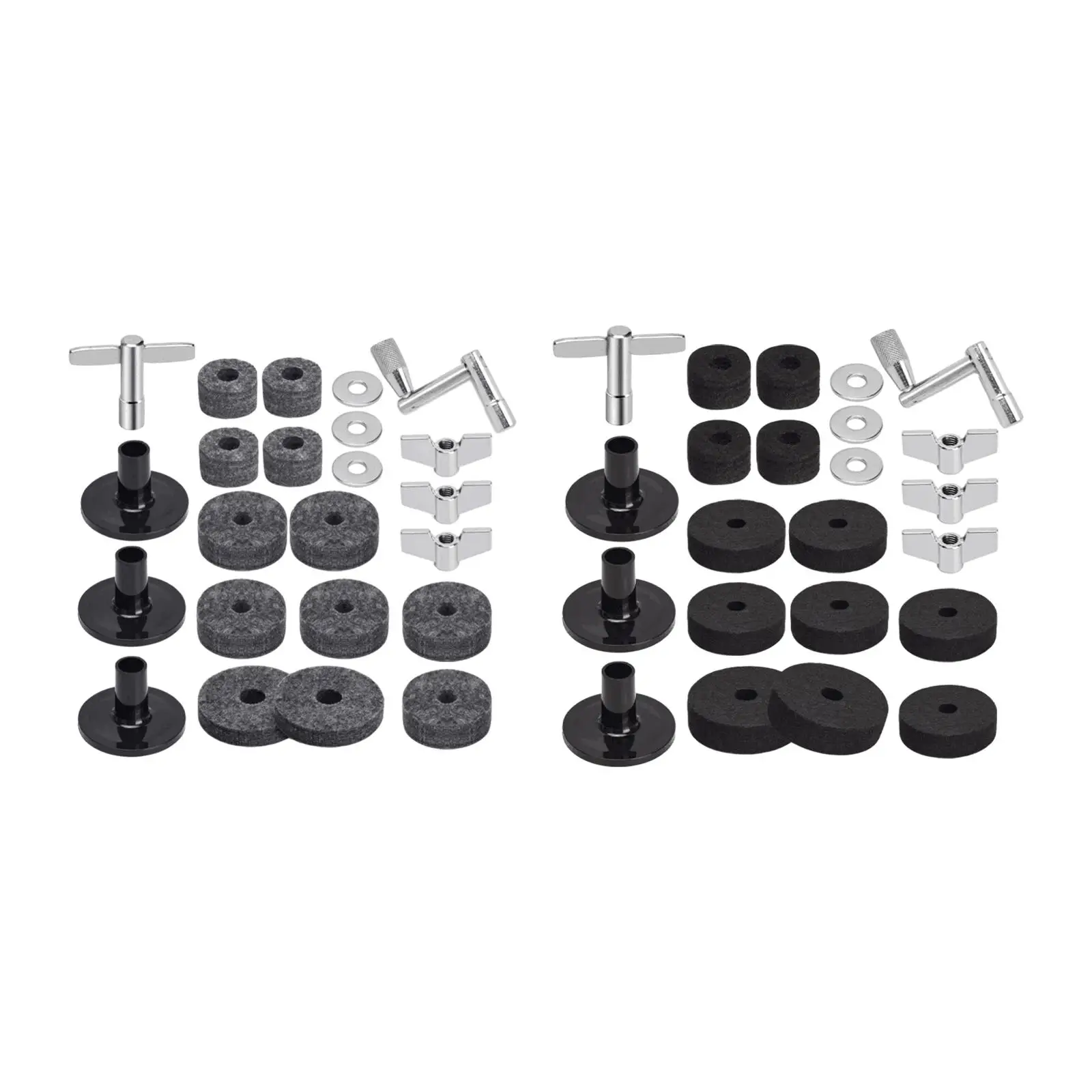 23x Cymbal Sleeve and Felt Washers for Shelf Drum Kits Cymbal Replacement
