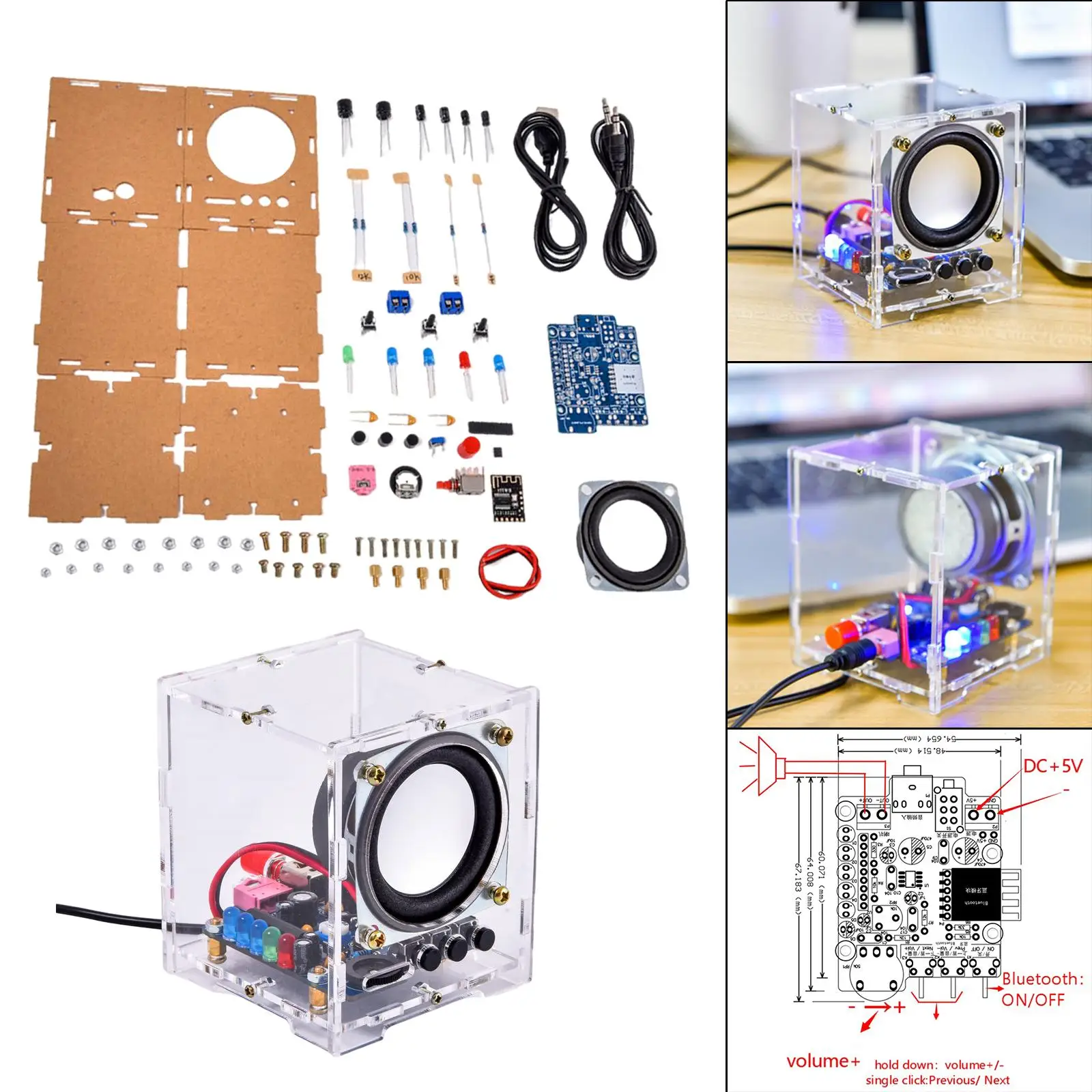 HU  Electronic Component DIY Kit, 5V DC Powered, Electronic Small Production, with LED Shining