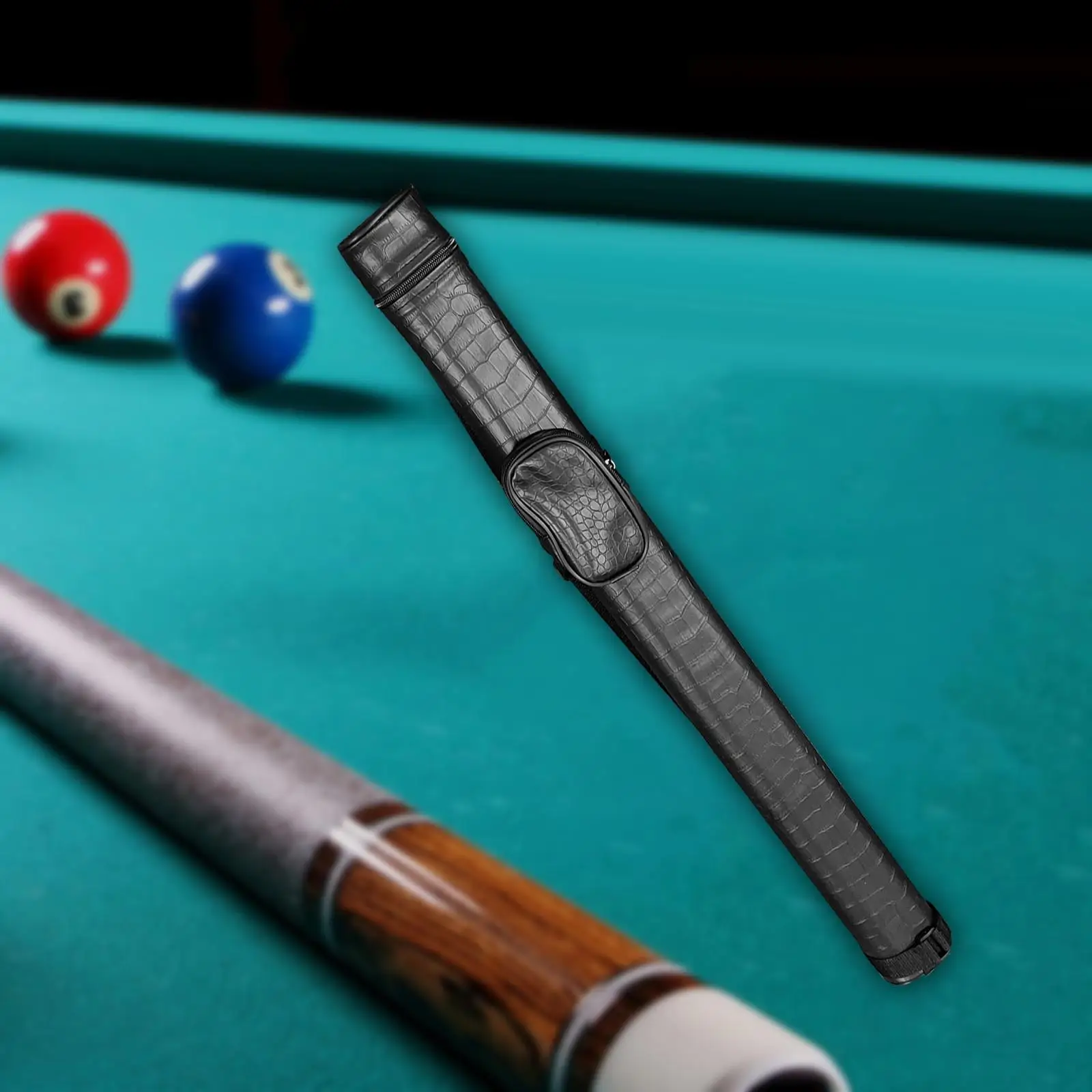 Pool Carrying Case Retro Style Classic 2 Holes Waterproof 1/2 Billiard for Games Sports Billiard Room Black