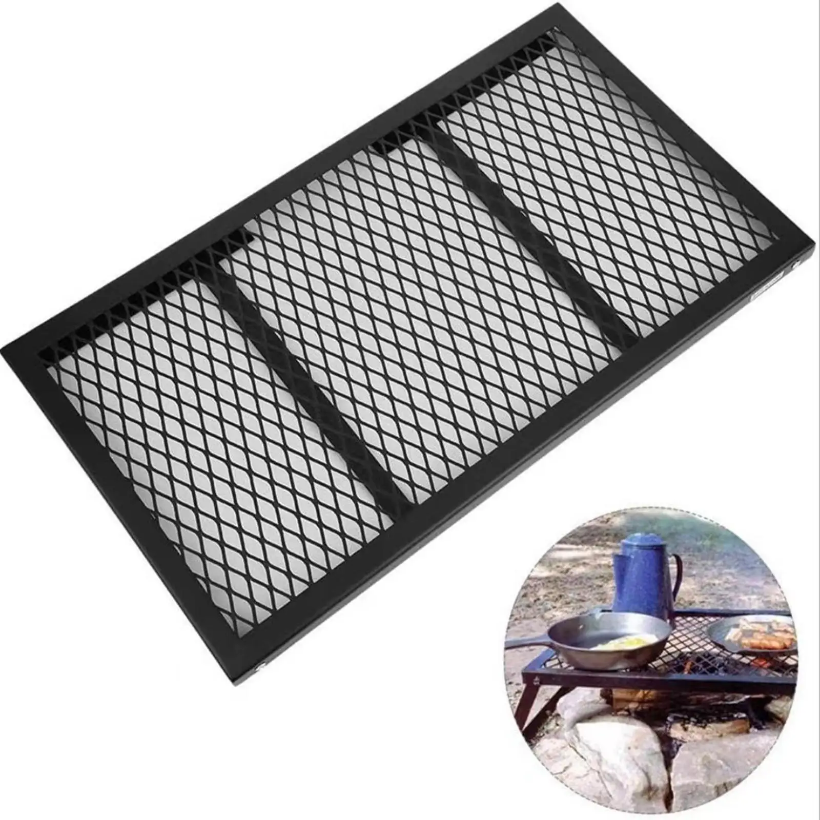 Multifunctional Barbecue Net Desk Camp Grill Rack with Foldable Legs Folding Mesh Table for Fishing Camping Backyard Travel BBQ