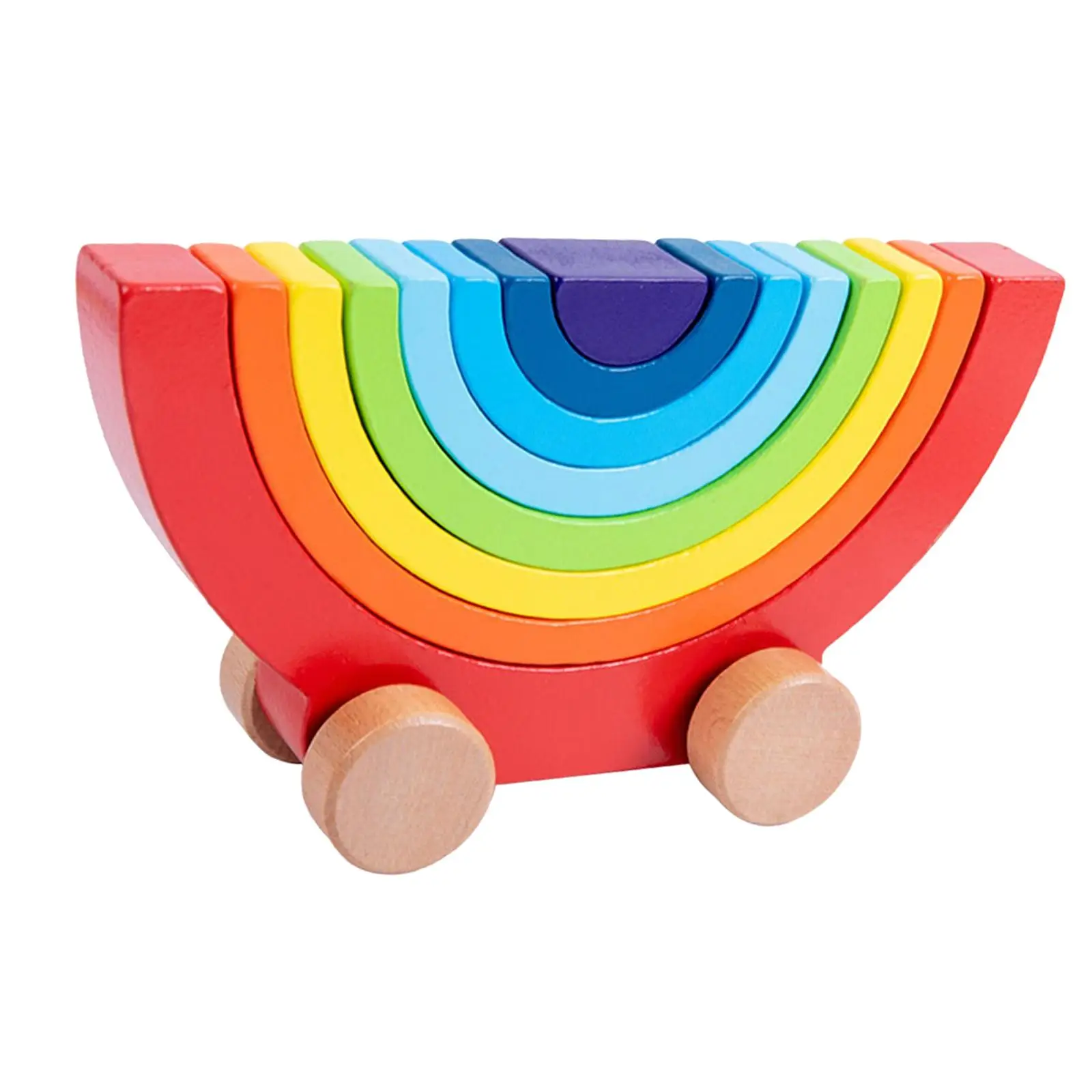 Wooden Building Blocks Car Toy Stackable Colorful Creative Arch for Kids Teaching