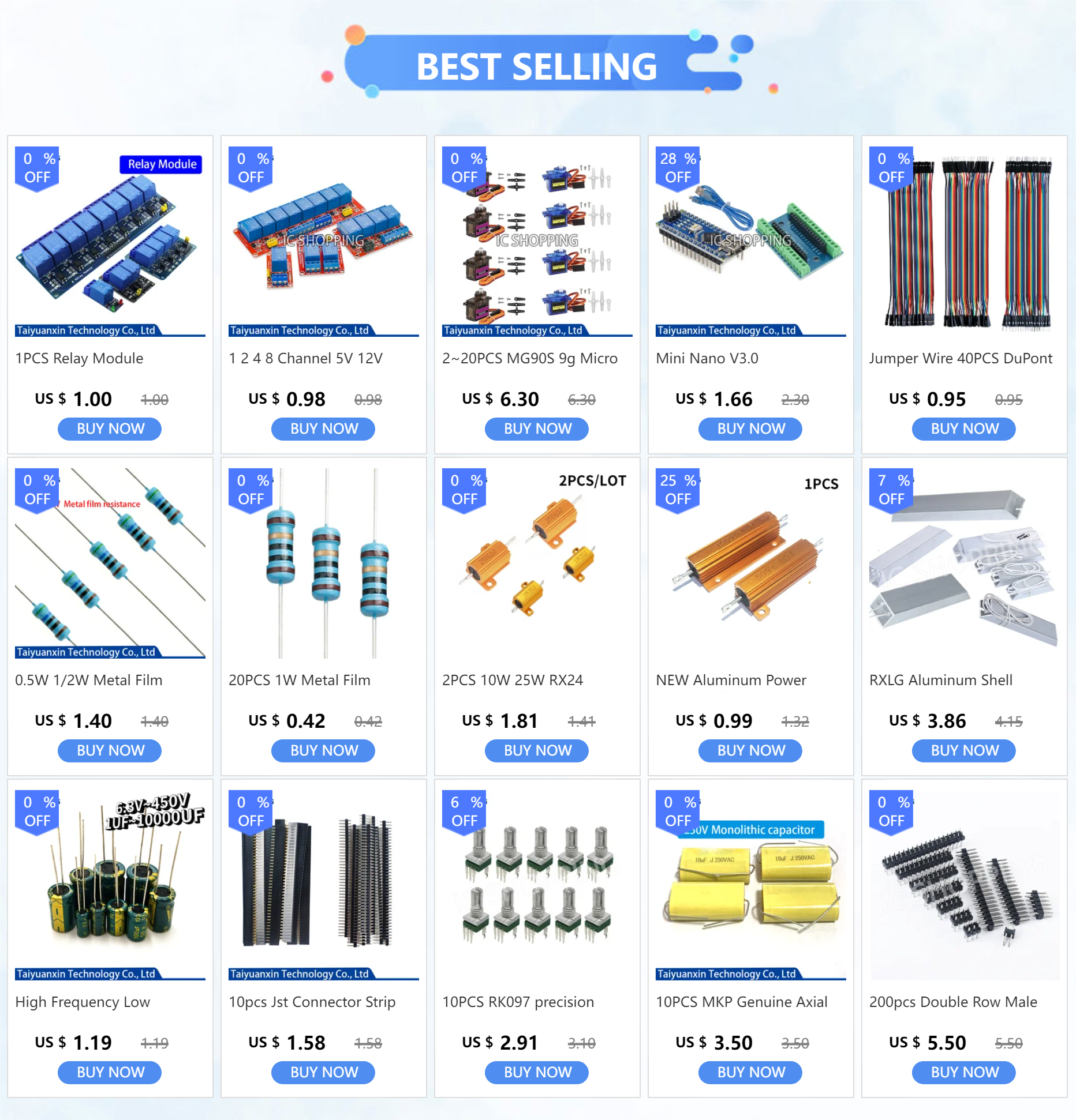 100V, 250V, 400V, 450V, 630V, 1600V, 2000V,