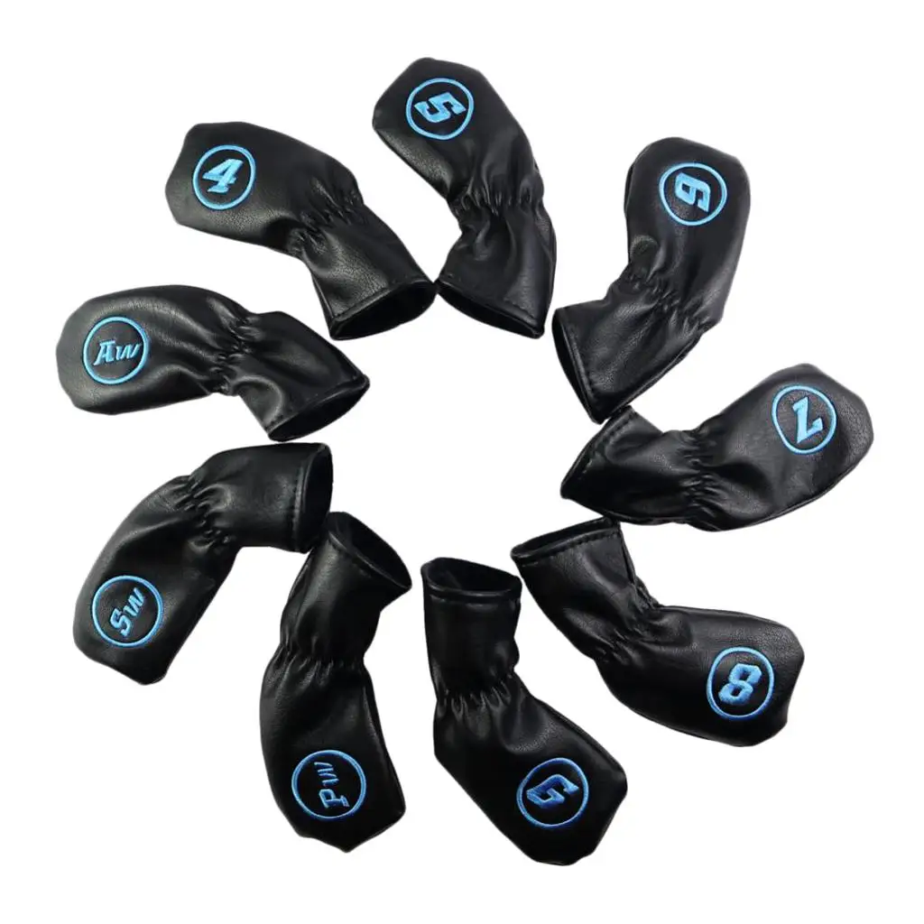 9pcs Iron Head Cover Sleeve Headcover Club Covers 4-AW