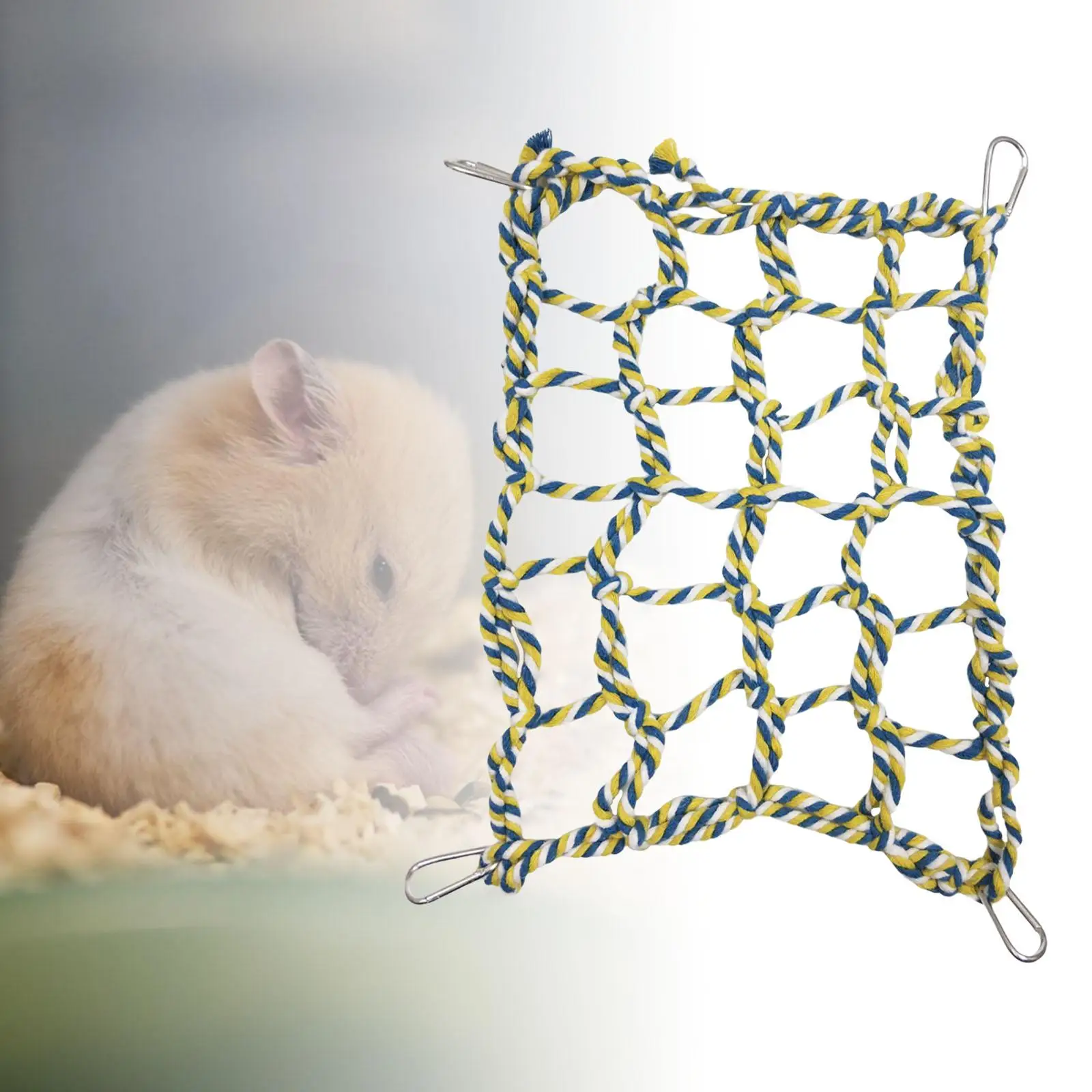 Hamster Hammock rope Hanging Hammock for Cage Ladder Hanging Toys with 4 Hooks Hanging Climbing Net for Cockatiel Small Bird