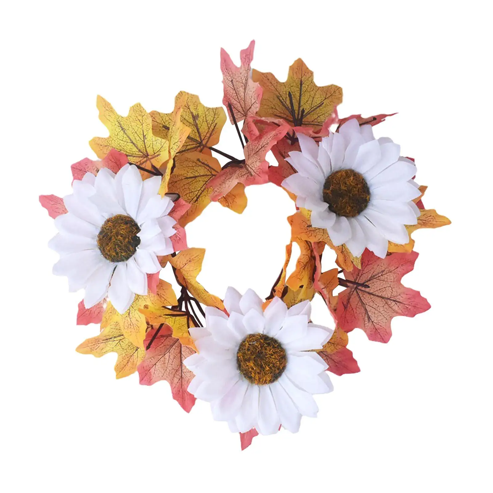 Candle Ring Wreath Fall Farmhouse Wreath for Living Room Tabletop Halloween