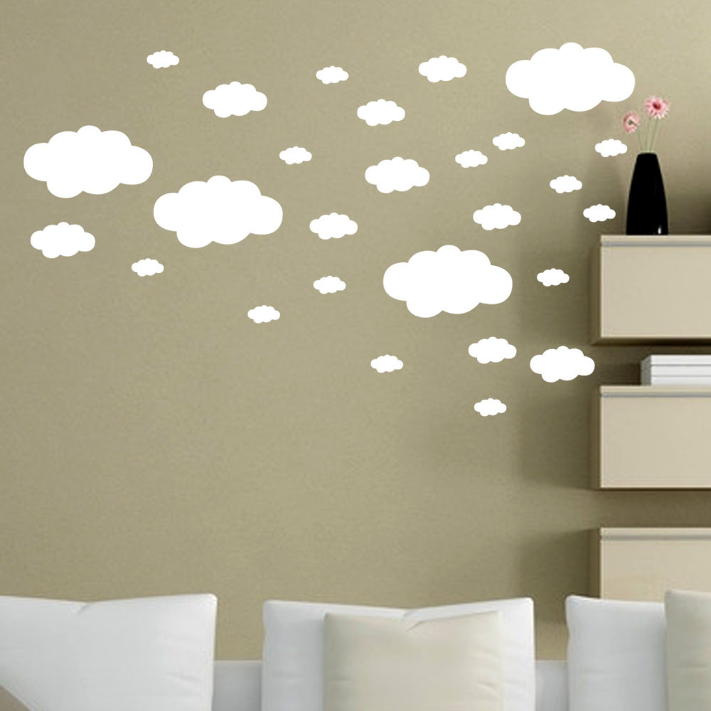 Description Picture 5 of itemHome Decals Wall Children's Clouds Room Decoration 27pcs Diy Art Home Decor Stick On Mirrors Hexagon Wallpaper Wall Decals