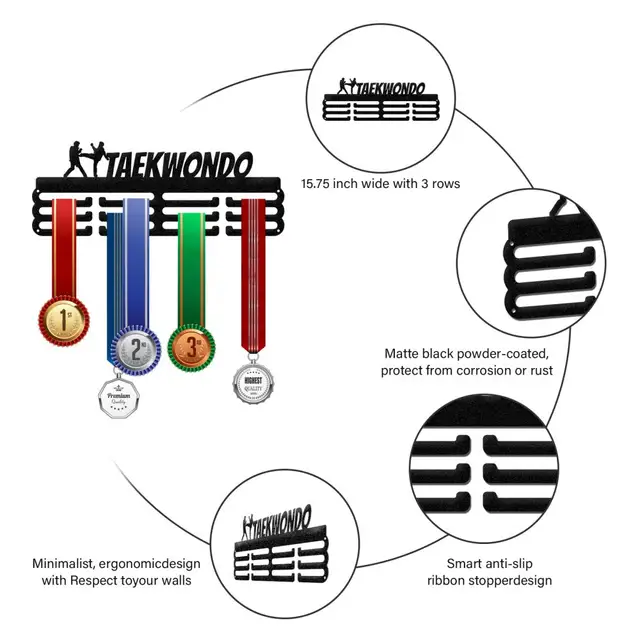 TAEKWONDO – porte-médaille de Sport, karaté, présentoir de rangement,  organisateur de médailles avec crochets, livraison directe - AliExpress