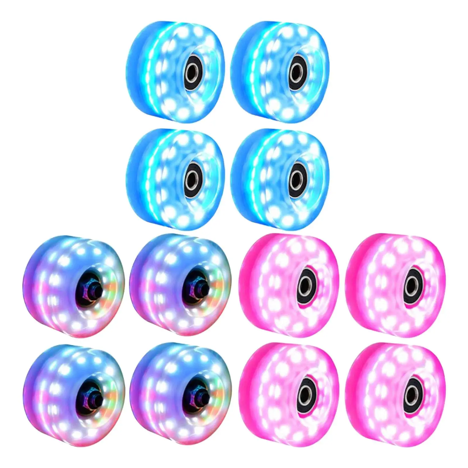 4PCS  Quad Roller Skate Wheels 58mm x 32mm, Luminous  Quad Roller Skateboard Wheels with Bearings Installed