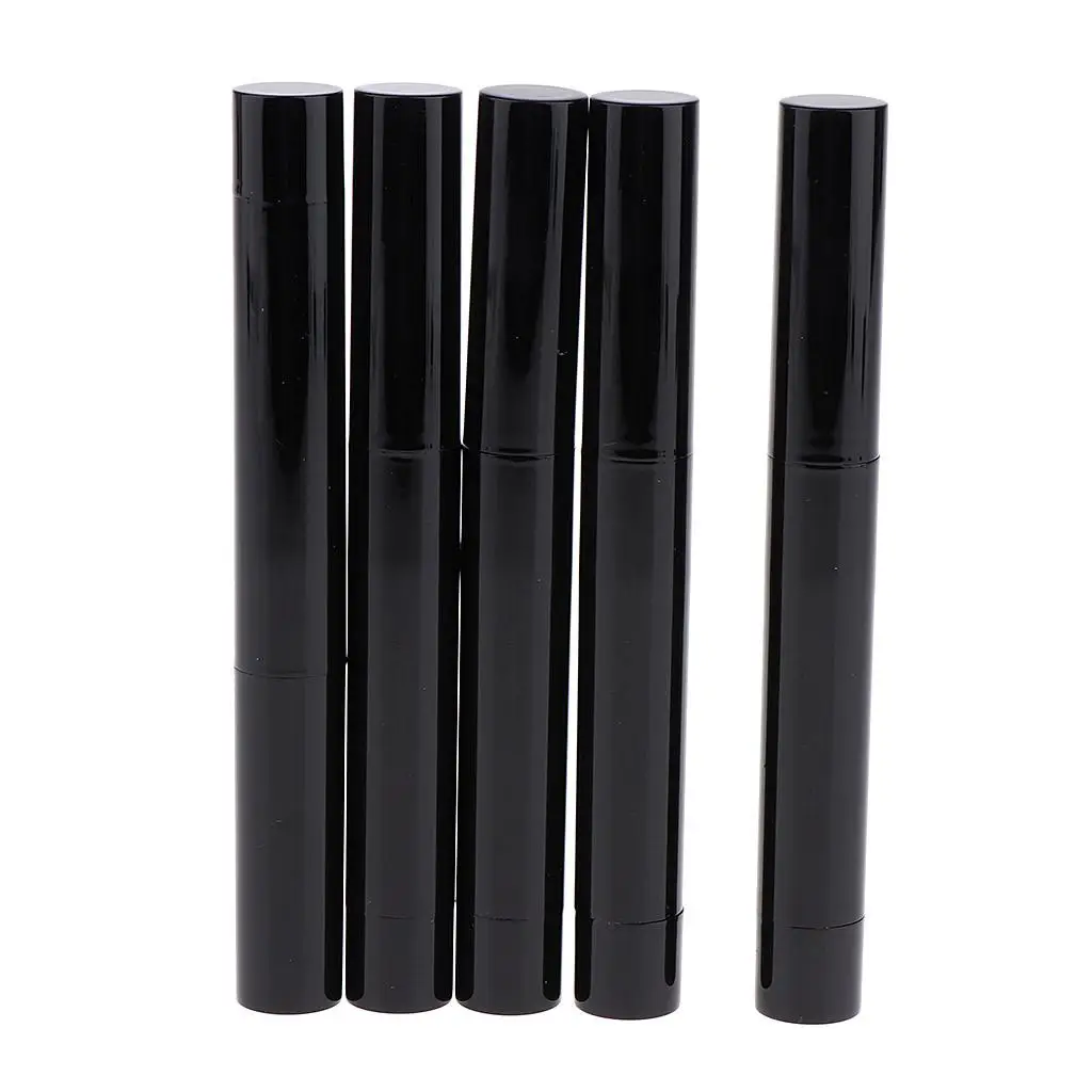 Lip Balm Container, 5 Pieces Black Empty  Refillable  Tubes with  and Twist Mechanism