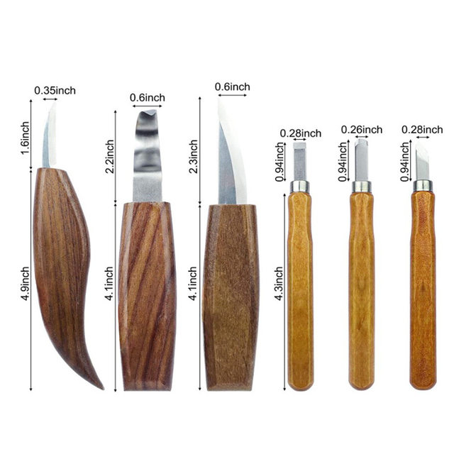 木の彫刻用の手作りナイフのセット,3〜12個,無垢材のナイフ,スプーンベンダーナイフ,日曜大工用