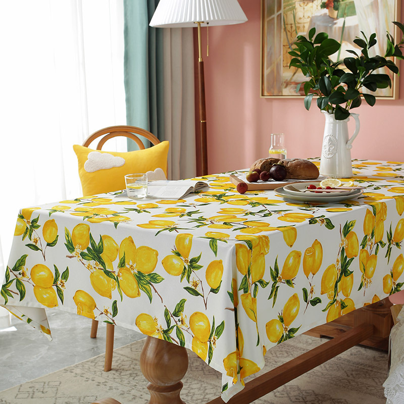 Description Picture 4 of itemIns Style Lemon Print Tablecloth Waterproof Rectangular Tablecloth Coffee Table Table Mat Party Wedding Decoration Accessories