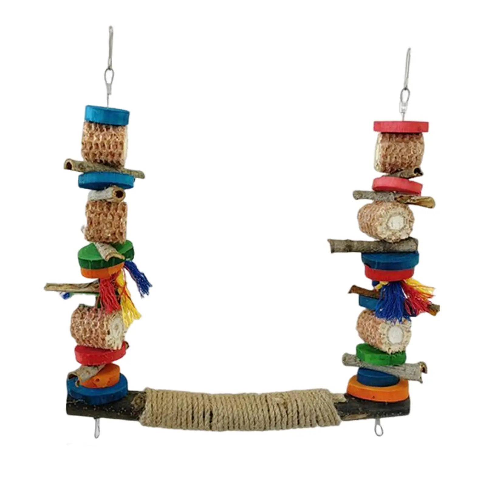 Bird Swing Stand Bird Bite Toy Cage Accessories Multi Color Wood Parrot Swings for Finch Macaw Cockatiel