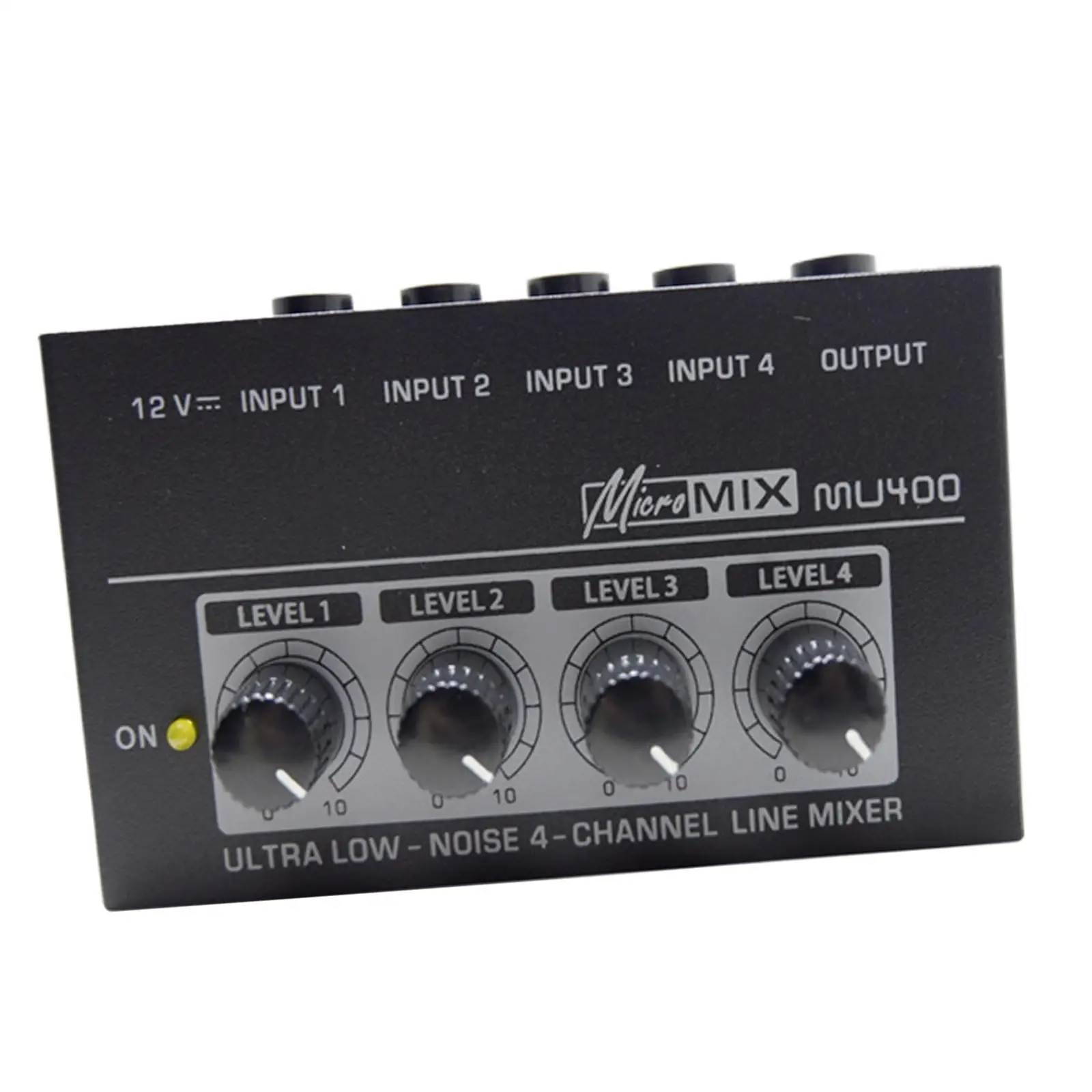 Mini Audio Mixer High Sound Quality 12V 4 Input Audio Mixer for Small Clubs or Bars CD Player Computer Recording Live and Studio