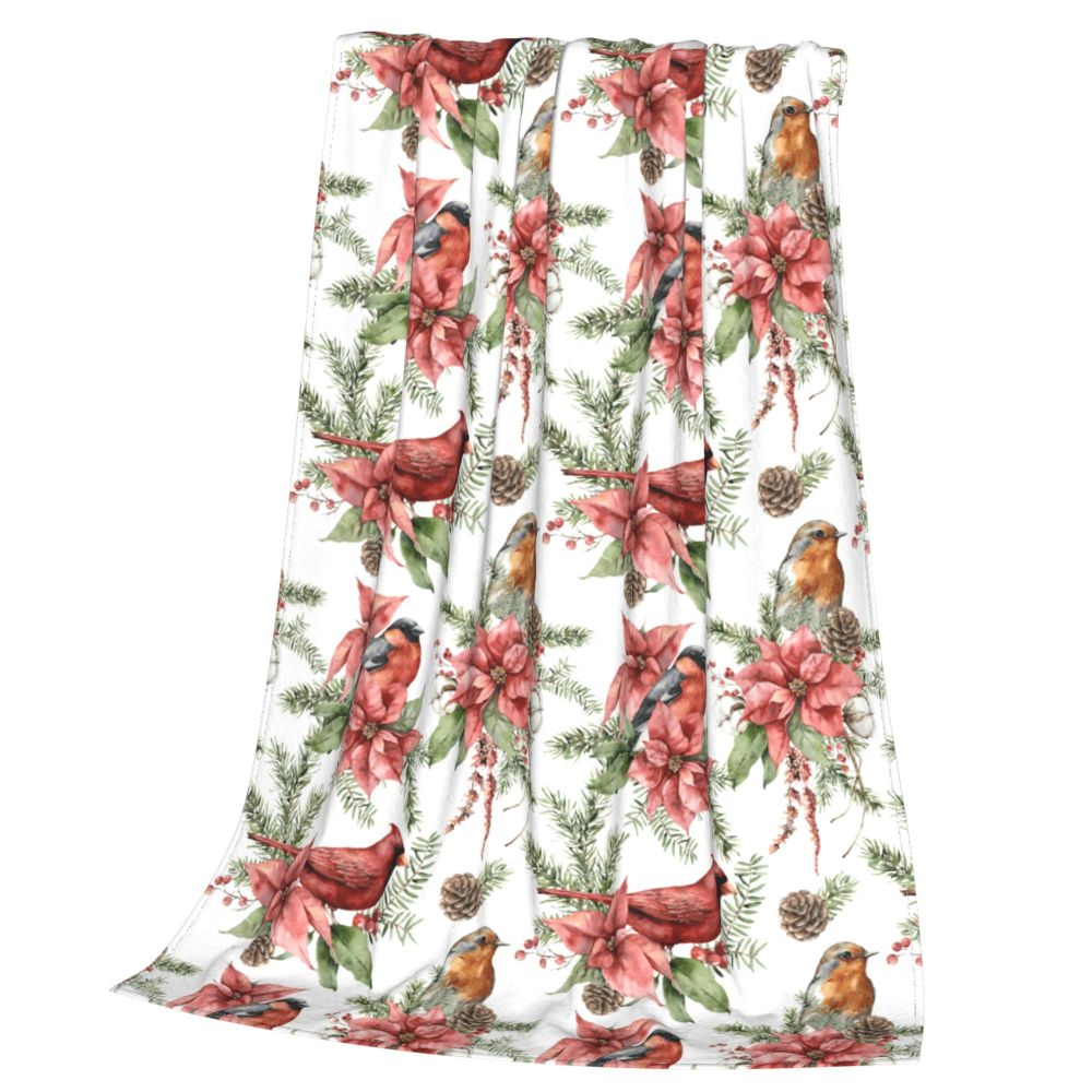 Cardinal Blanket Flannel Print Bed Cute Birds Throw Blanket 2 The