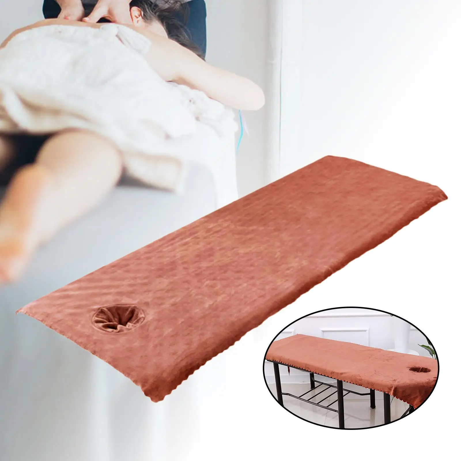 Massage Table Sheet Covers with Face Breath Hole Satin Strip/ 200x105cm/ Skin
