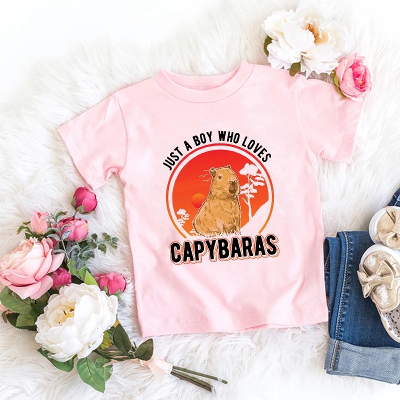 Title 13, Funny Capybara Love T Shirt Kids Kawaii Childre...