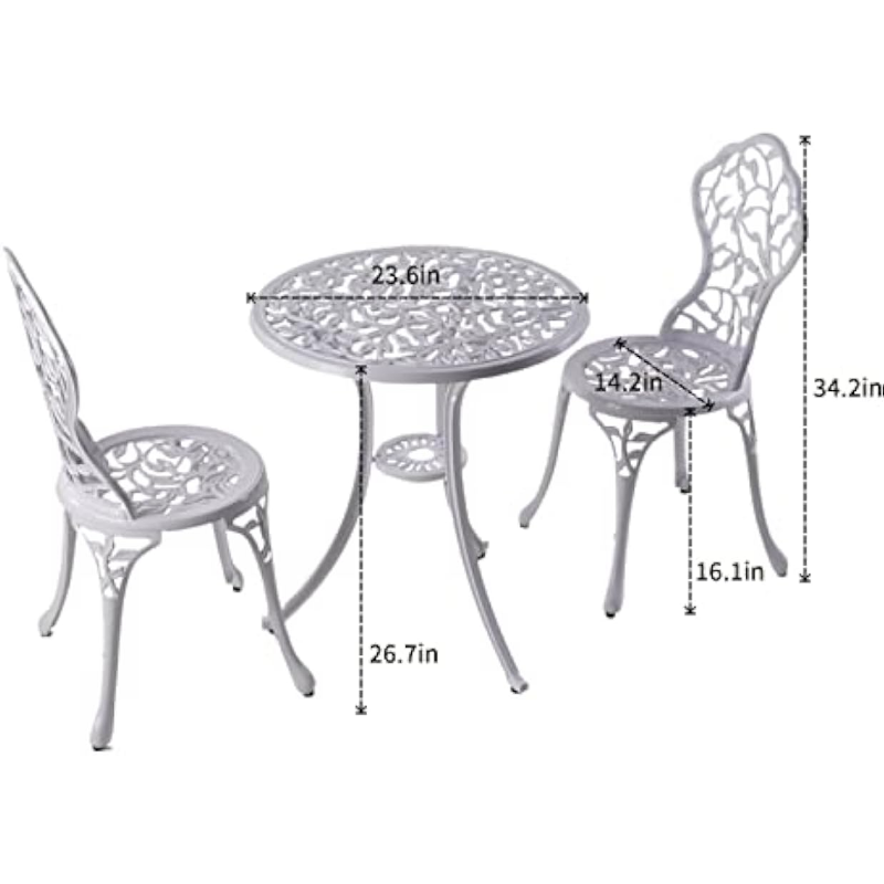 Title 3, KAI LI Terrassen-Bistro-Sets, 3-teilig, Alumini...