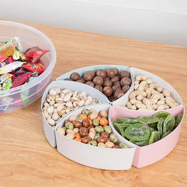 Popular Food Storage Box 2 Styles Snack Candy Tray High Capacity Save Space  Detachable 5 Grid Food Storage Box