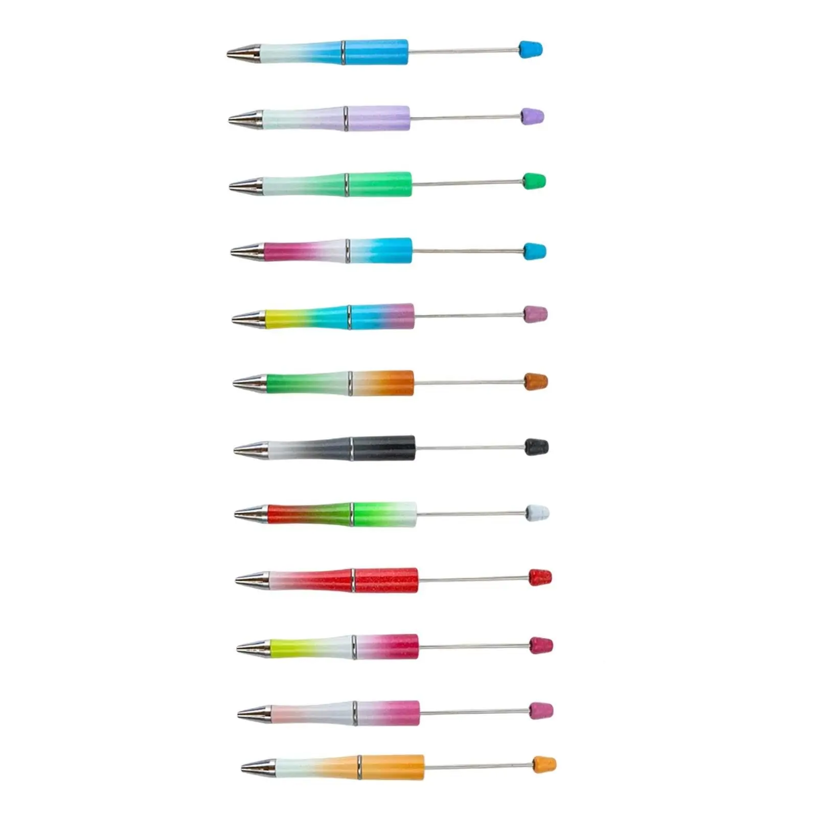12x Bead Pens DIY Printable Multicolor Bead Pen Ballpoint Pen Beaded Pen Beadable Pens for School Writing Exam Office Classroom