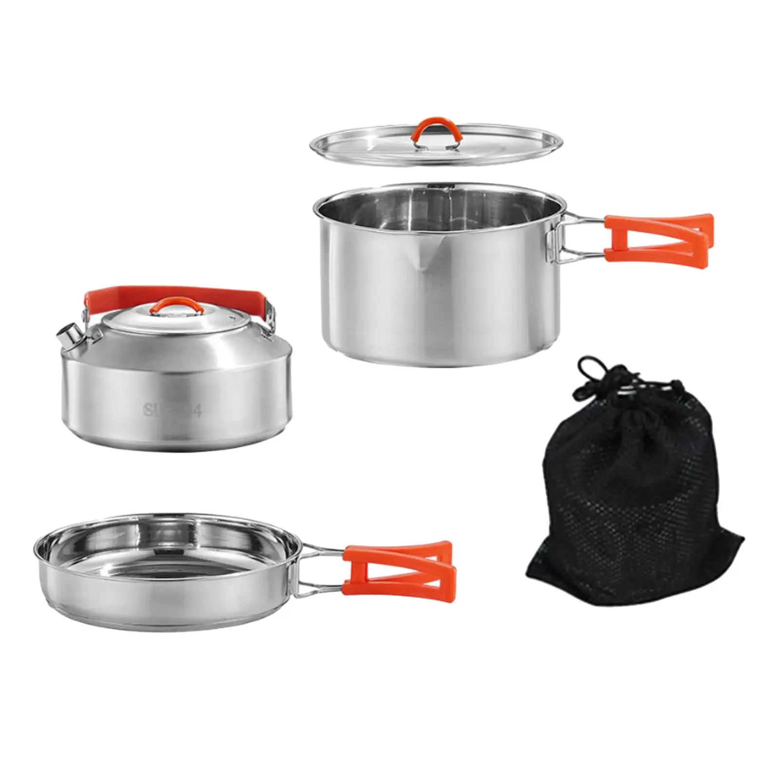 Camping Cookware, Compact/Lightweight/Durable Camping Pot and Pan Set, Camping Cooking Set, Included Mesh Carry Bag